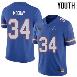 Youth Florida Gators #34 Lerentee McCray NCAA Jordan Brand Royal Authentic Stitched College Football Jersey KKG5562KF